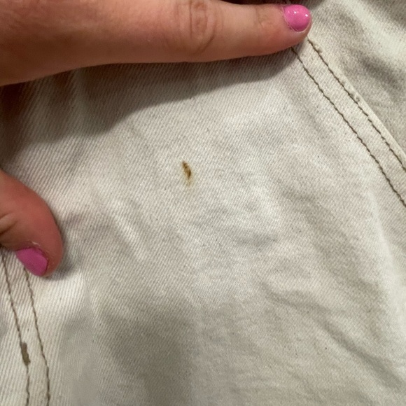 Cream Denim Shortalls with Frayed Hem - Picture 4 of 5